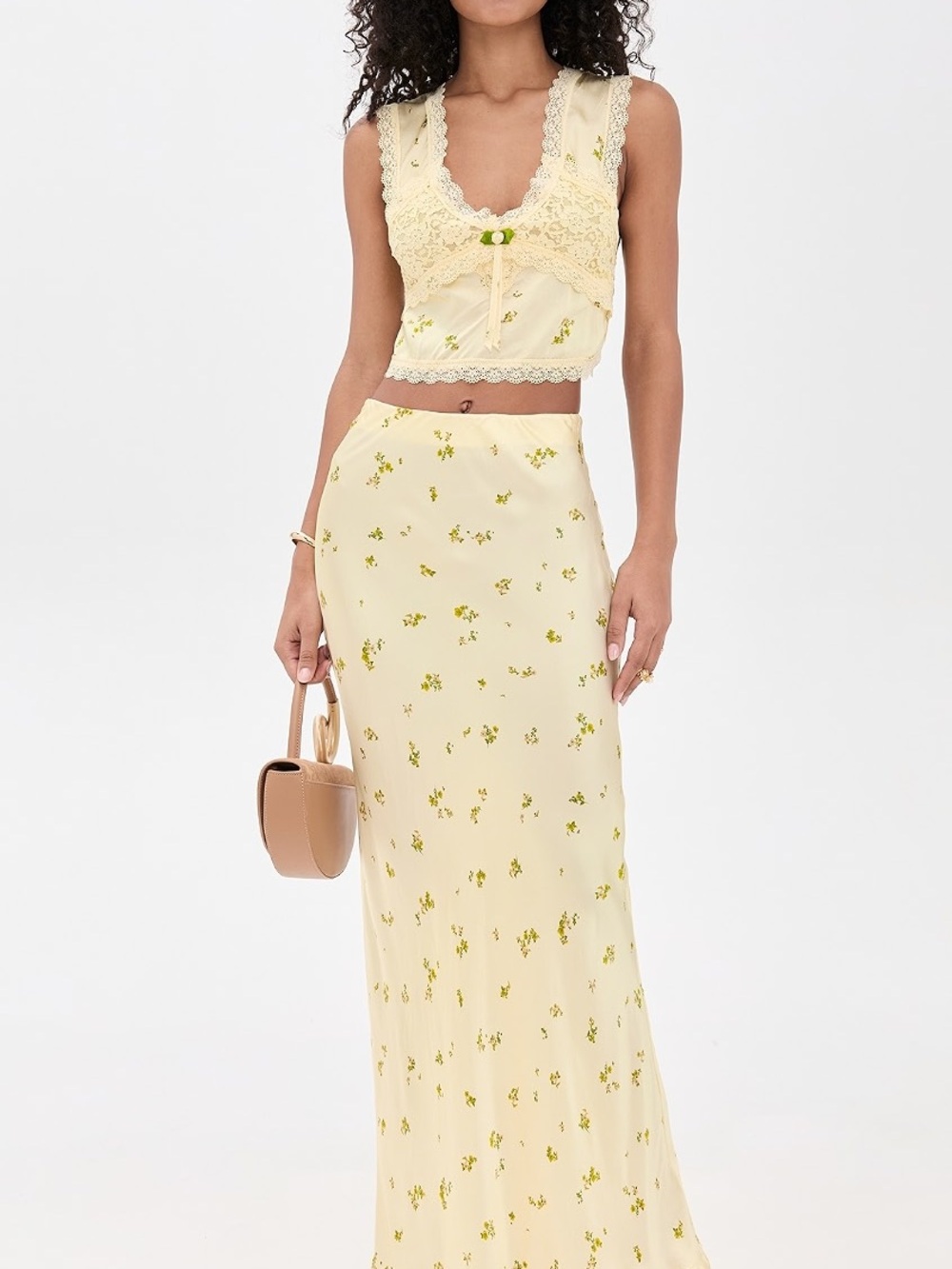 NWT RESA Juliette Skirt Set & Eloise Top, Butter Floral Yellow Lace